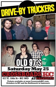 The less than thrilling poster for the Drive-By Truckers and Old 97s show at The Crossroads in Kansas City, Mo on 5/25/13.