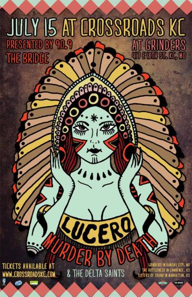 Lucero and Murder By Death show poster for The Crossroads in Kansas City.