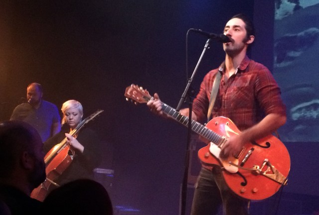 Murder By Death preforms live at The Granada in Lawrence, Kansas on 3/31/16. Left to right: multi-instrumentalist David Fountain, cellist Sarah Balliet and lead singer/guitarist Adam Turla.